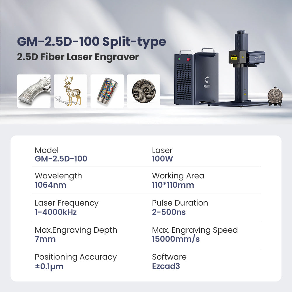 Engraver Specification | Cloudray GM-2.5D-100 100W Fiber Laser Engraver