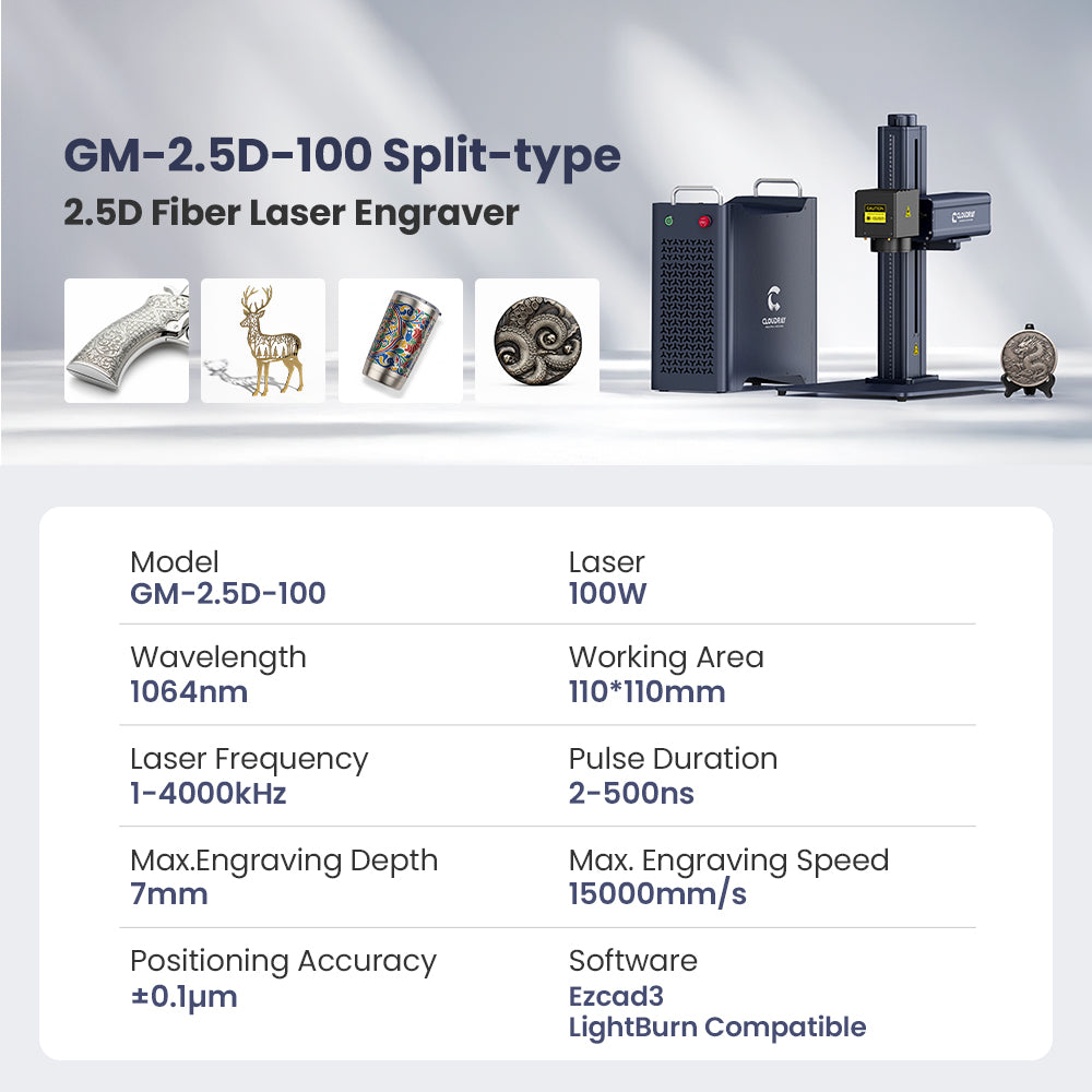 Engraver Specification | Cloudray GM-2.5D-100 100W Fiber Laser Engraver