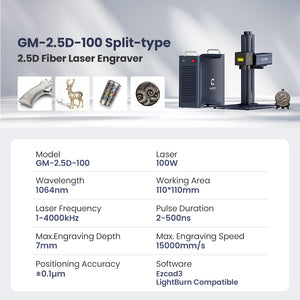 Engraver Specification | Cloudray GM-2.5D-100 100W Fiber Laser Engraver