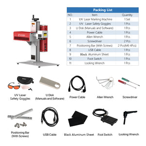 Engraver Packing List | Cloudray UV-5 5W UV Laser Engraver