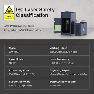 Engraver Specification | Cloudray GM-100 100W Fiber Laser Engraver
