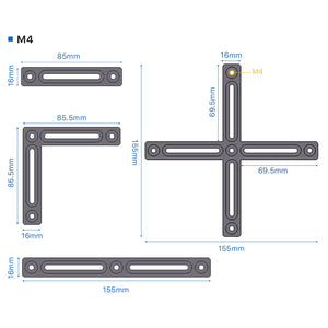 Cloudray M4 Laser Fence Kit Dimensions with 85mm, 85.5mm and 155mm Fixture Parts