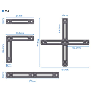 Cloudray M4 Laser Fence Kit Dimensions with 85mm, 85.5mm and 155mm Fixture Parts