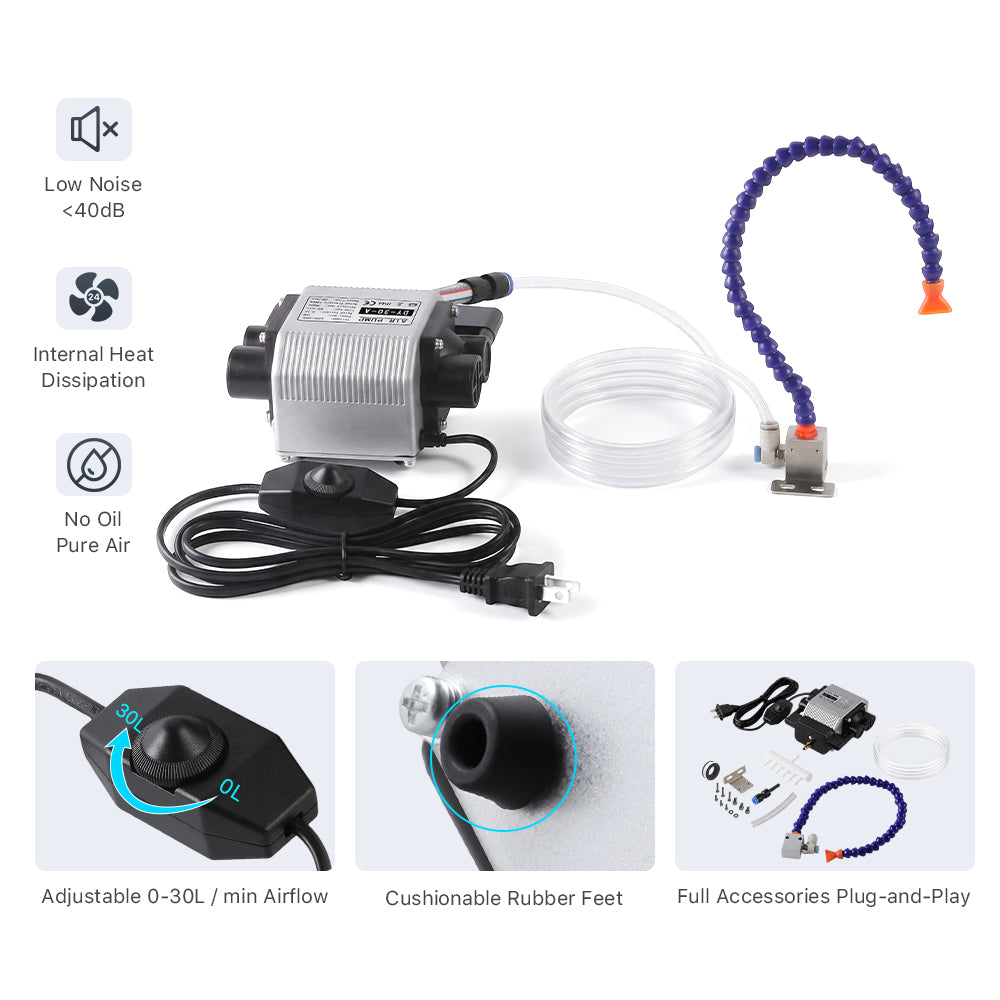 Cloudray Laser Engraver Air Assist Features: Low Noise and Adjustable Airflow