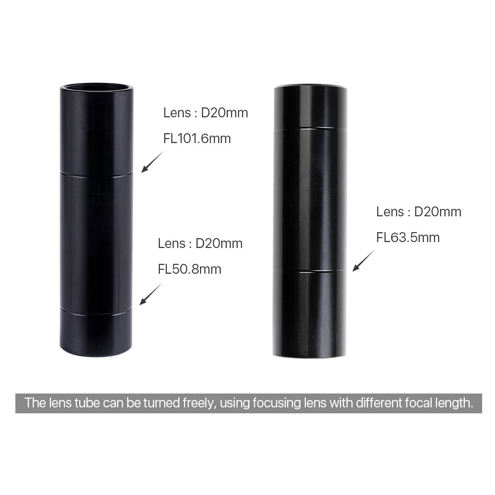 Cloudray C/E Series CO2 Laser Lens Tube for D20mm Focus Lenses with 50.8mm, 63.5mm and 101.6mm Focal Lengths