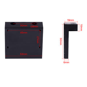 Cloudray CO2 Laser Head L Plate Dimensions with 53mm Width, 50mm Height and Mounting Holes