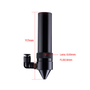 Cloudray CO2 Laser Head Lens Tube with 20mm Lens, 50.8mm Focal Length and Air Assist Nozzle