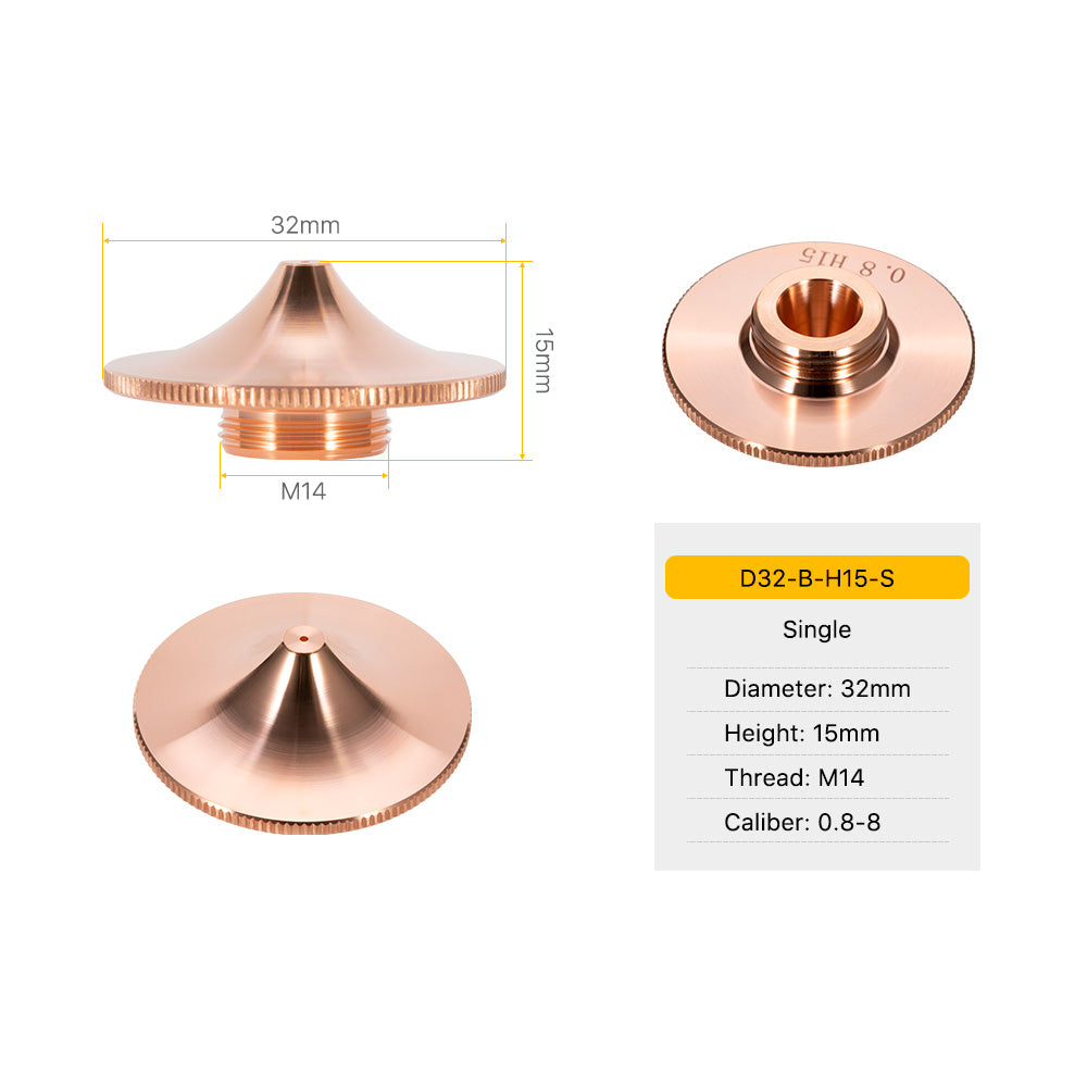 Cloudray D32 Series B Type Laser Nozzles D32 H15 M14