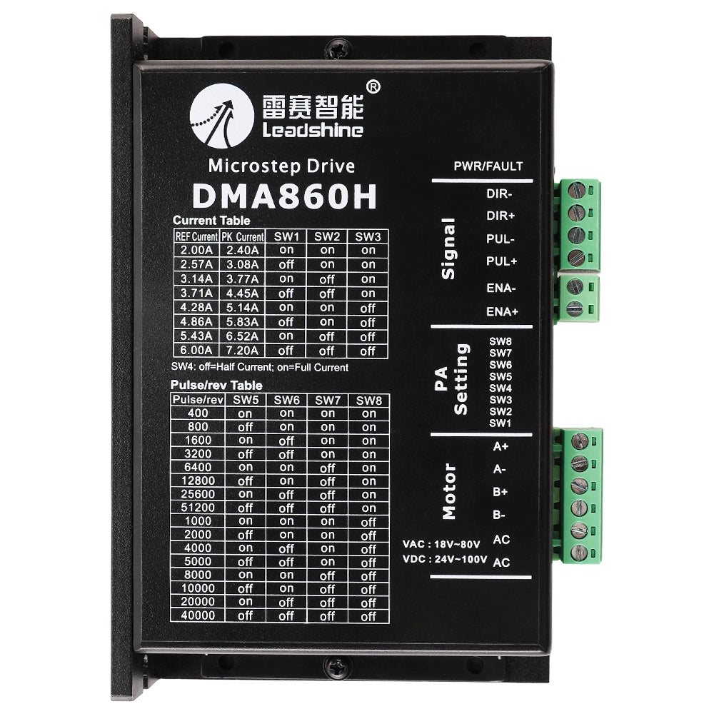 Cloudray Leadshine DMA860H Microstep Drive with Current and Pulse Table Reference