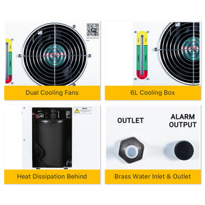 Cloudray CW-5200 Industrial Water Chiller with Dual Cooling Fans, Cooling Tank and Water Connections