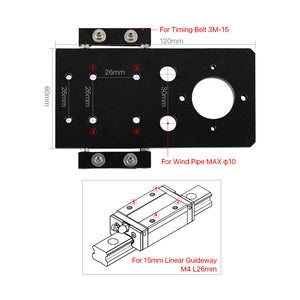 Cloudray Laser Head Carriage Mounting Plate for 15mm Linear Guideway and 3M-15 Timing Belt