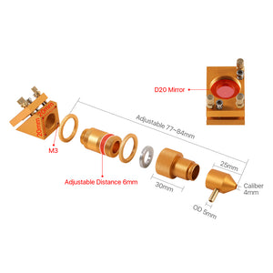 Cloudray Laser Head C V2.0 Exploded View with 6mm Adjustable Distance