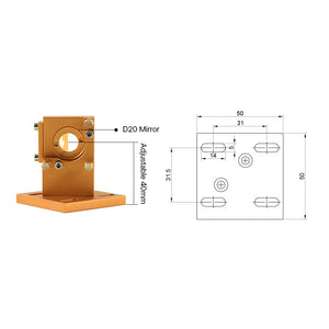 Cloudray 1st Mirror Mount V2.0 Base Plate Dimensions and Hole Pattern