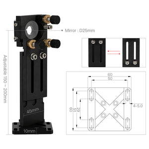 Cloudray C Series V2.1 CO2 Laser 1st Mirror Mount for D25mm Mirror with 150-200mm Adjustable Height
