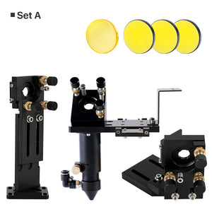 CO2 laser head Set A with laser head, first and second mirror mounts, one focusing lens and three laser mirrors