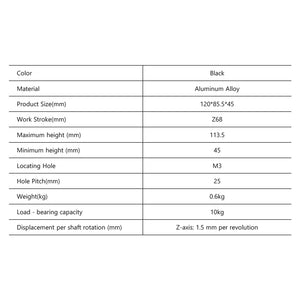 Product Specification | Cloudray Z-Axis Positioning Moving Workbench