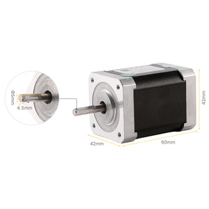 Cloudray Stepper Motor Mechanical Dimensions: 42x42x60mm Body and 5mm D-Cut Shaft Length Details
