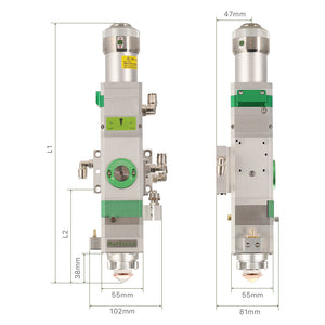 Product Size | Cloudray 0-2KW Raytools BT220 2D/3D Fiber Laser Cutting Head