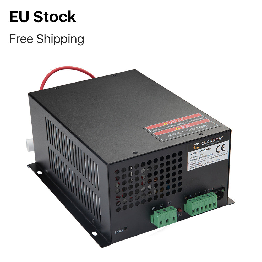 Cloudray 60W CO2 Laser Power Supply 110V - For 55W-60W Laser Tubes, TTL Control, LCD Ammeter, MYJG-60W
