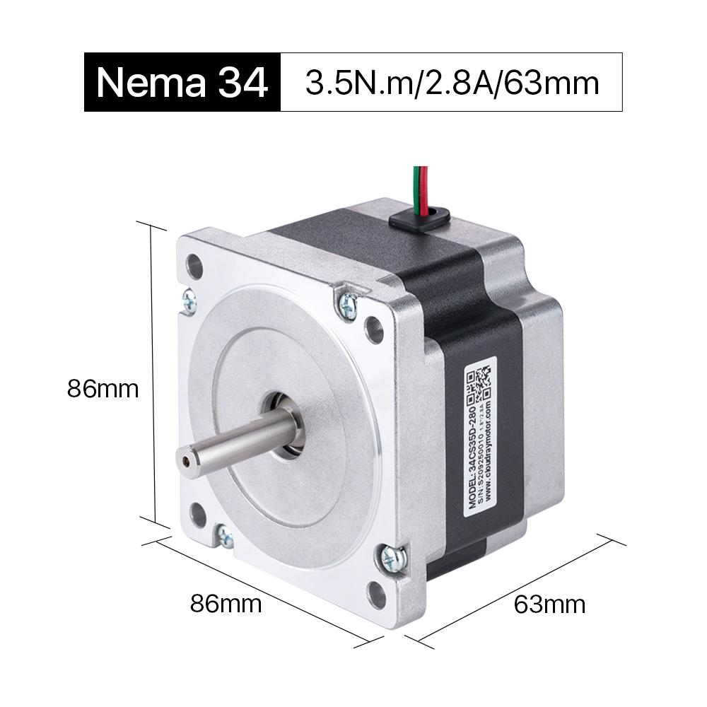 Cloudray 63 mm 3,5 Nm 2,8 A 2-Phasen-Nema34-Schrittmotor mit offenem Regelkreis