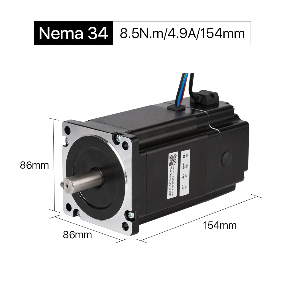 Cloudray 154 mm 8,5 Nm 4,9 A 2-Phasen-Nema34-Schrittmotor mit offenem Regelkreis