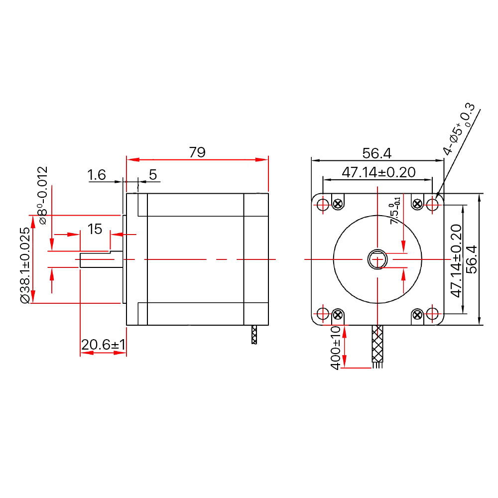 Cloudray Leadshine 573SMoteur pas à pas triphasé Nema23 de 15