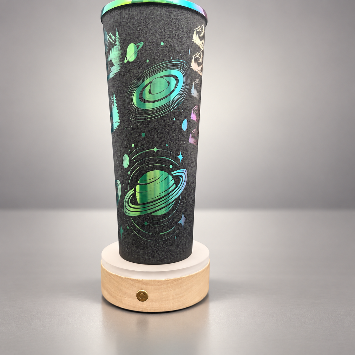 EC-30 laser marking result on black coated colorful cup