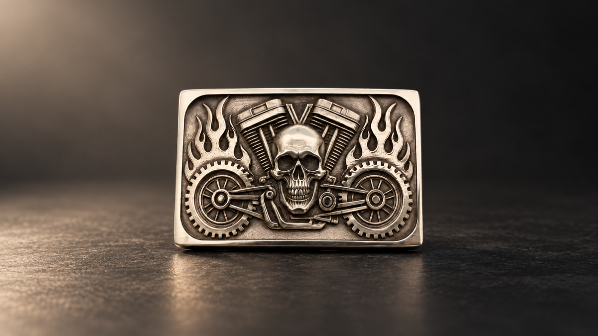 Brass Belt Buckle Relief Engraving Test with GM-100 Fiber Laser