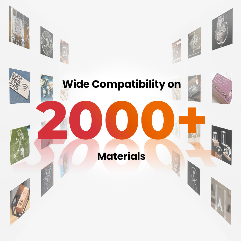 Wide Compatibility on 2000+ Materials | Cloudray UV-P-5 Water-Cooled 3D Inner Engraver