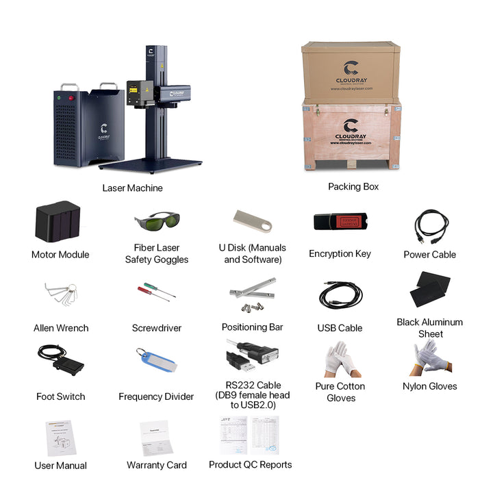 Cloudray GM-100 LiteMarker 100W graveur laser à fibre fendue fonction de caméra intégrée 6,9 ”x 6,9”