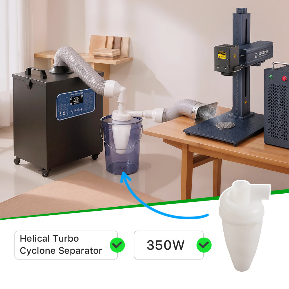 Cloudray 350W Helical Turbo Cyclone Dust Separator for Fume Extractor