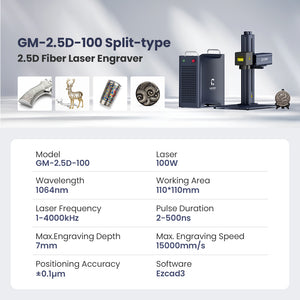 Engraver Specification | Cloudray GM-2.5D-100 100W Fiber Laser Engraver
