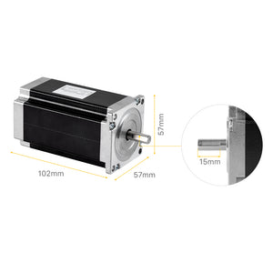 Cloudray Nema23 Stepper Motor Dimensional View: 57x102mm Body, 15mm Shaft Length