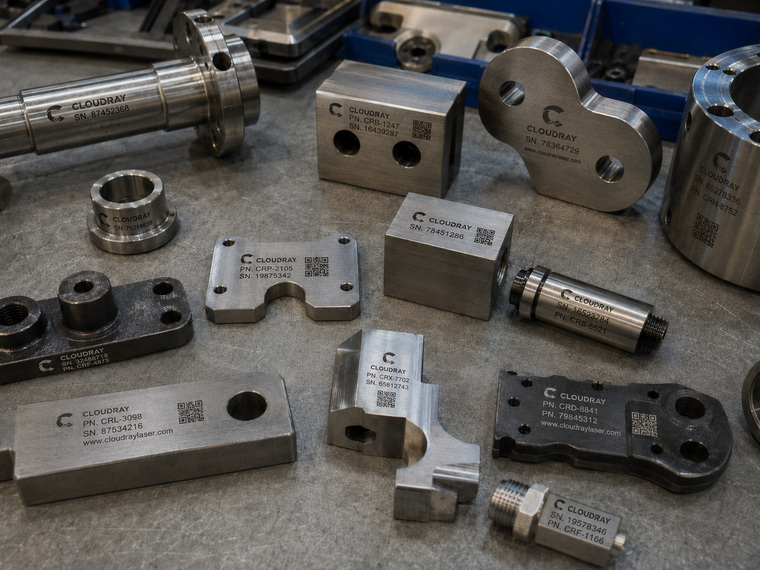 Metal parts, tools and industrial marking
