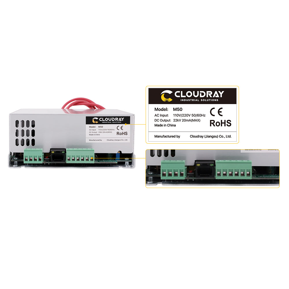 Cloudray M50 50W 110/220V CO2 Laser Power Supply Details