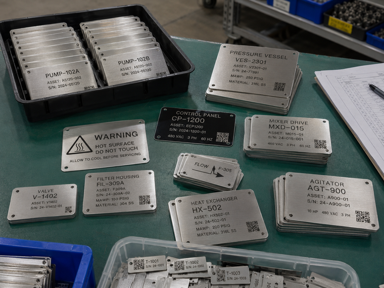 Metal parts, tools and industrial marking