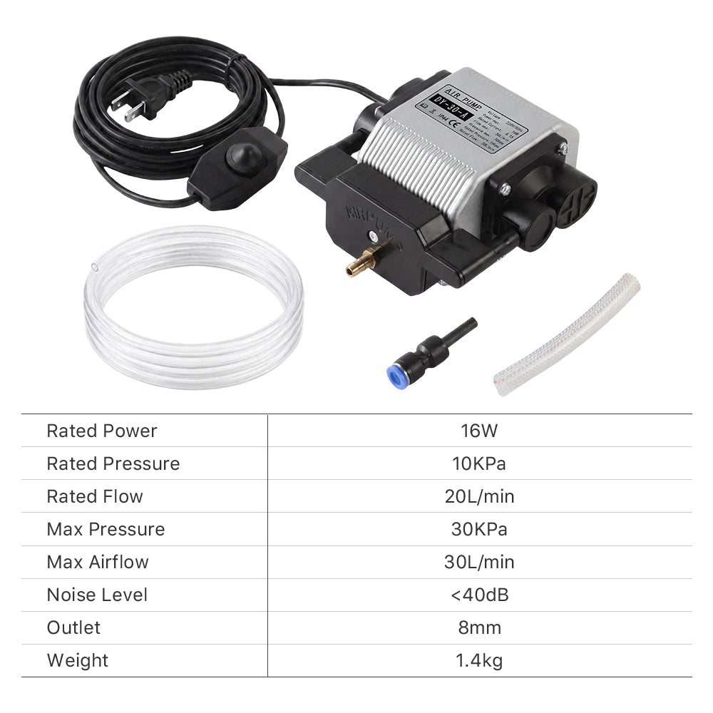 Cloudray 30L/min Air Assist Pump Specification and Parameters for Laser Engravers