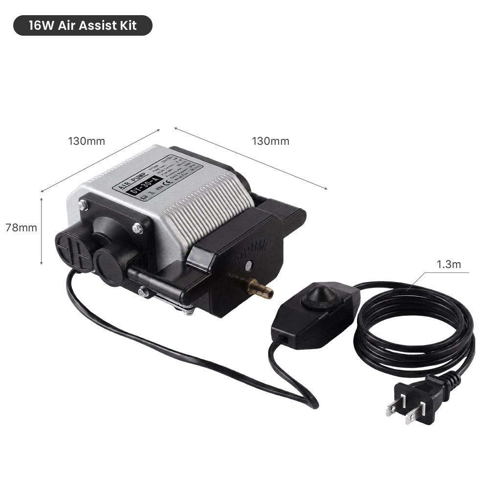 Cloudray 16W Air Assist Pump Dimensions for Laser Engravers