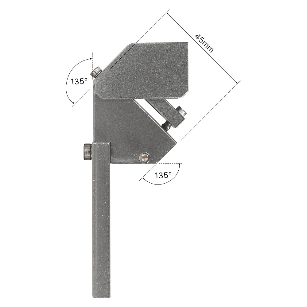 Cloudray 20mm Beam Combiner Side View Dimensions with 135 Degree Angle