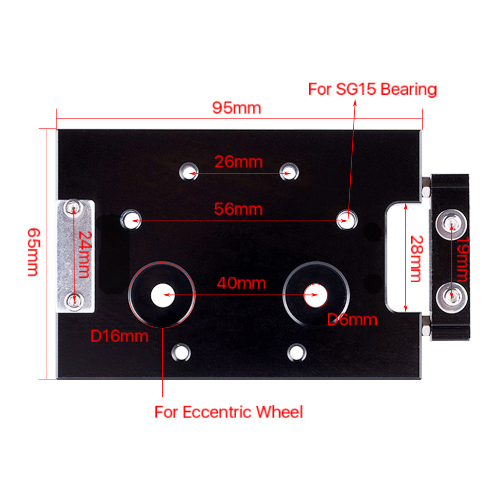 Cloudray CO2 Laser Head Slide Panel for SG15 Bearings with Eccentric Wheel Mounting Holes
