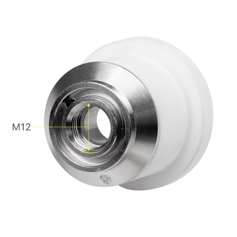 Cloudray Ceramic Nozzle Holder Bottom View Highlighting M12 Thread