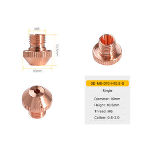 Cloudray 3D-M6-D10-H10.5-S Single Laser Nozzle Dimensions and Specifications