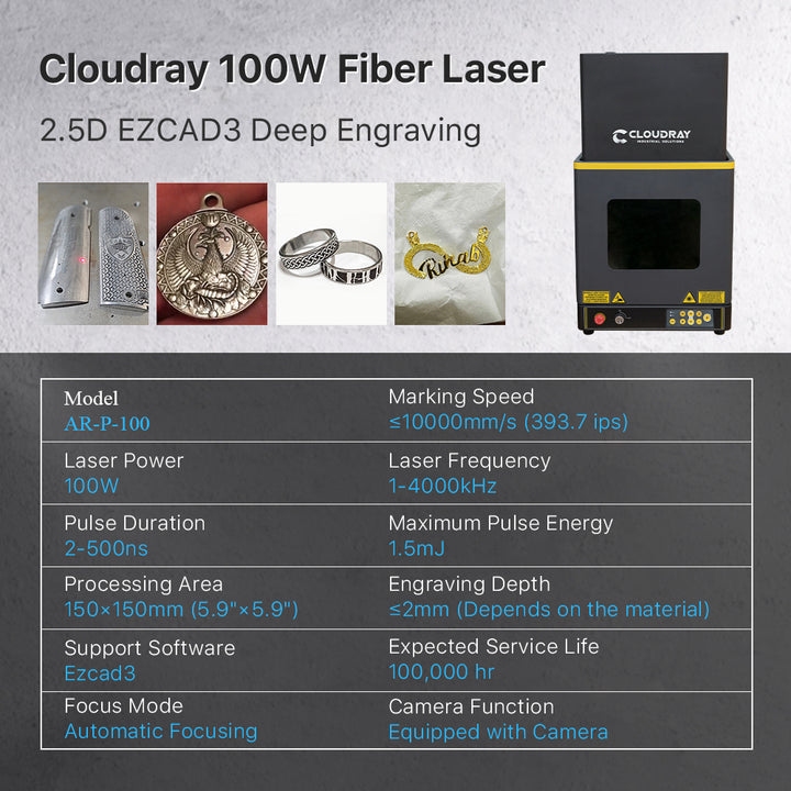 Cloudray AR-P-100 100W 2.5D  Enclosed Fiber Laser Marking Engraver