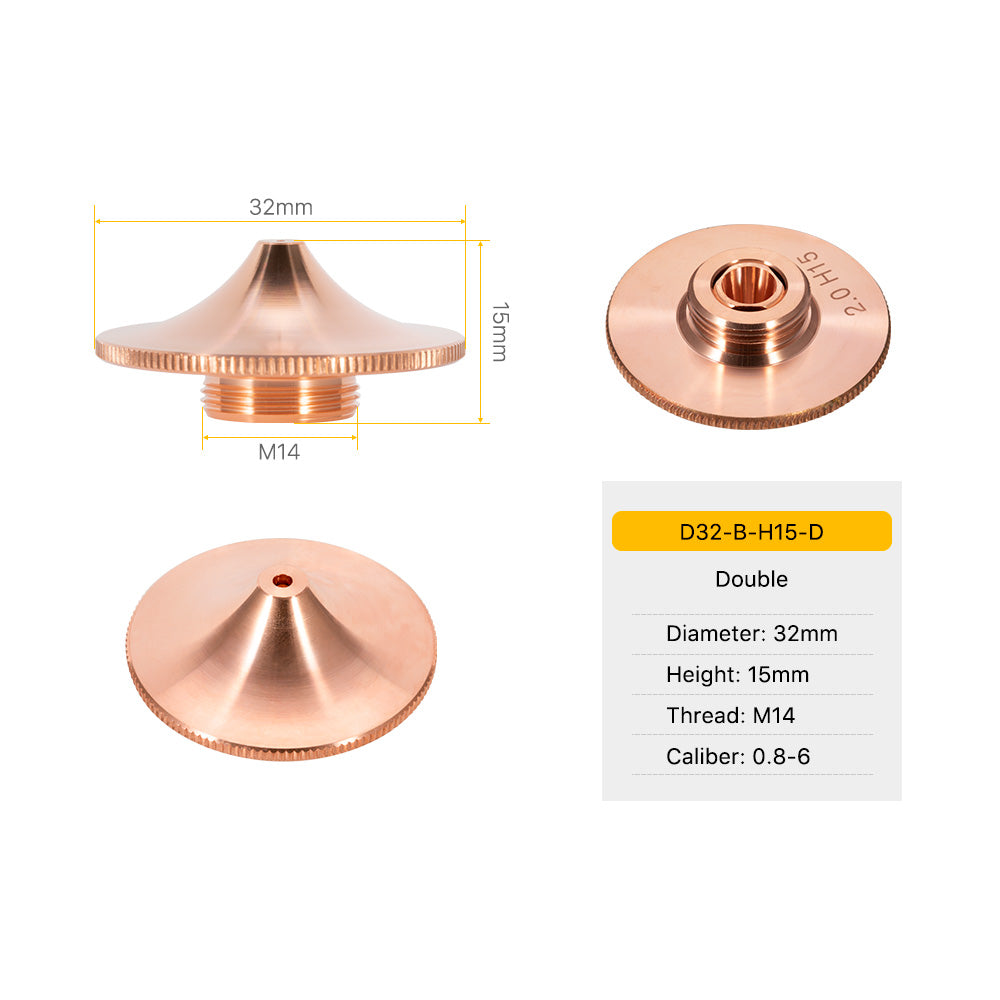 Cloudray D32 Series B Type Laser Nozzles D32 H15 M14 – Cloudray Laser