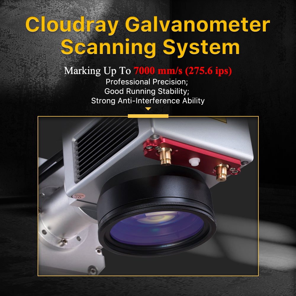 Area di scansione QS-30 Cloudray LiteMarker Pro 30W Split laser incisore fibra macchina 4.3 "X 4.3" con D80 rotante