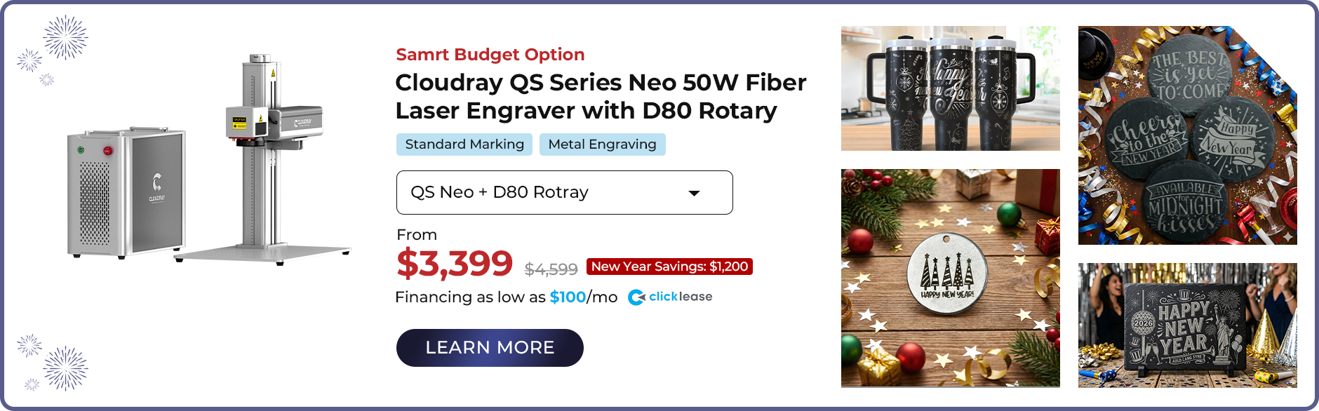 Cloudray QS Series Neo 50W Fiber Laser Engraver - Cloudray 2026 New Year Sale