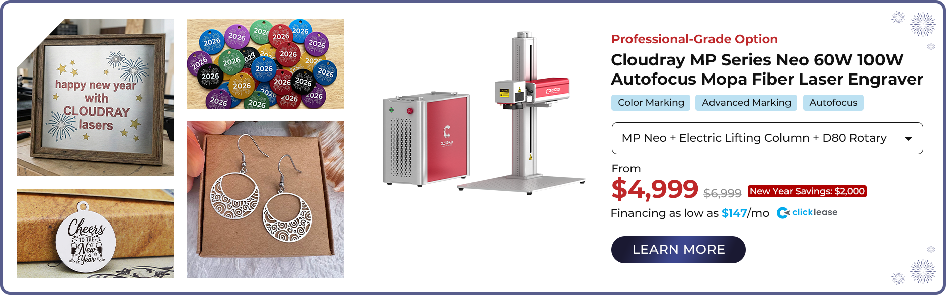 Cloudray MP Series Neo 60W 100W Fiber Laser Engraver - Cloudray 2026 New Year Sale