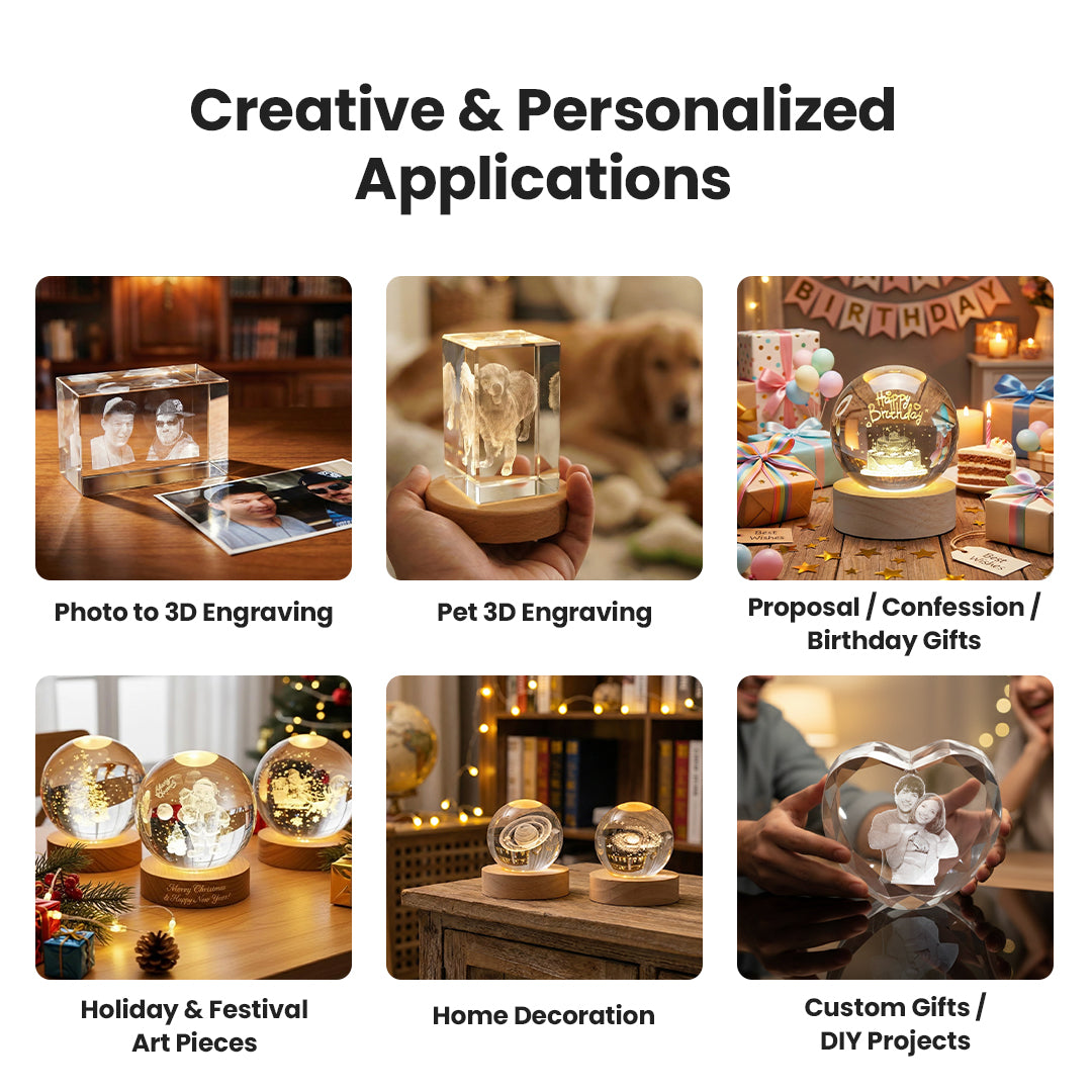 Product Applications | Cloudray Laser Marking & Engraving Materials Blank Crystal Blocks