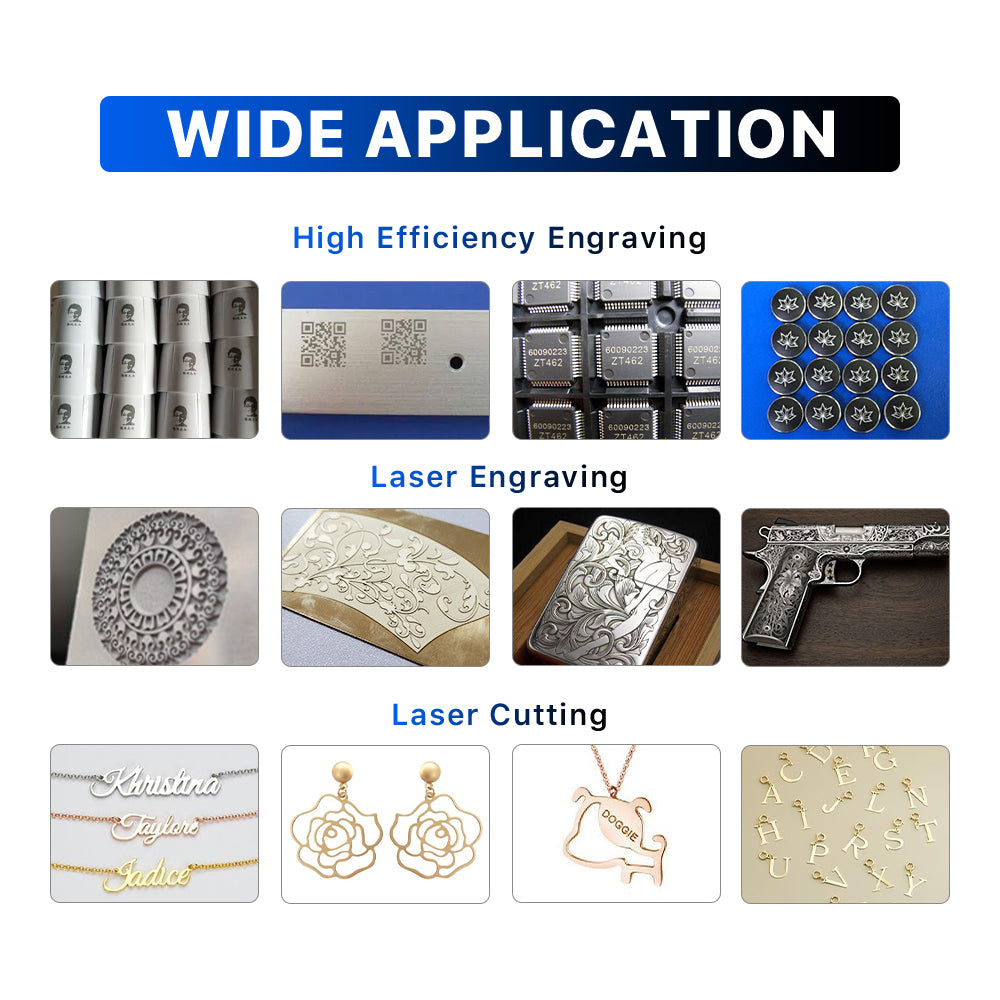 Wide Laser Application | Cloudray GM-100 100W Fiber Laser Engraver