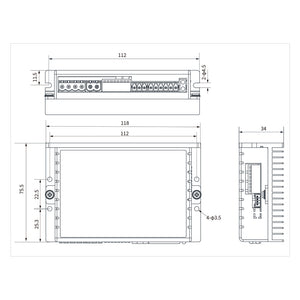 Cloudray DM1-870 Stepper Motor Driver Dimensions 118 × 75.5 × 34 mm